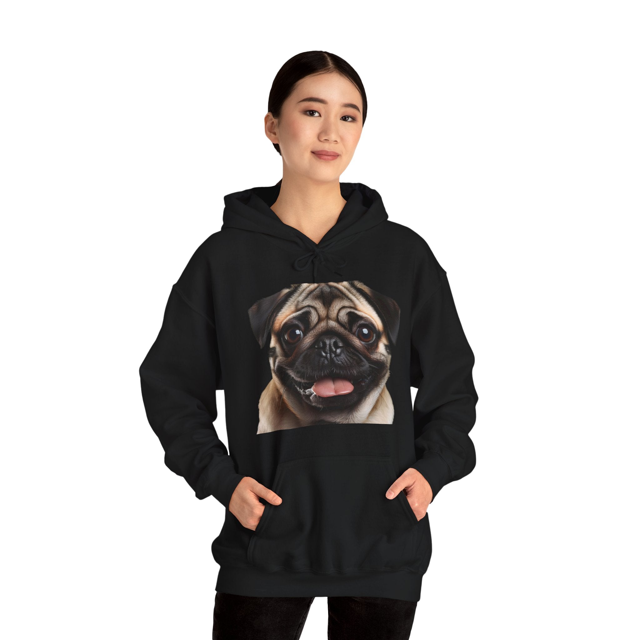 Pug Lovers Hoodie Cozy Up with Wrinkly Charm Light Blue S